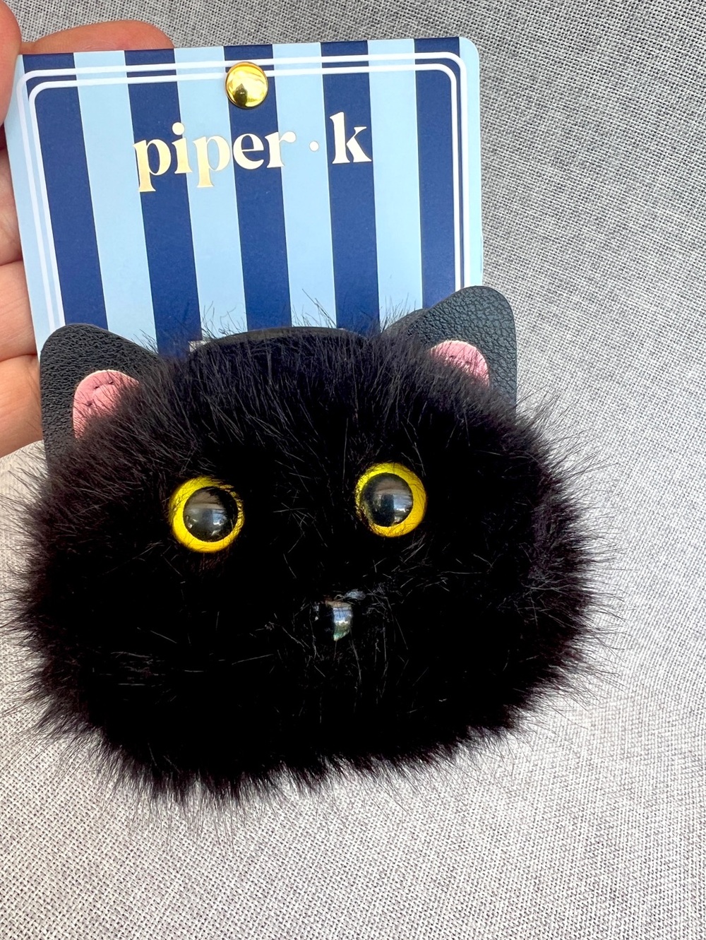 Piper K Black Cat novelty hair claw jaw clip faux fur